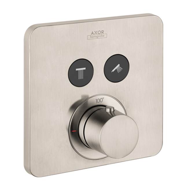 Axor ShowerSelect Thermostatic Trim SoftCube for 2 Functions in Brushed Nickel
