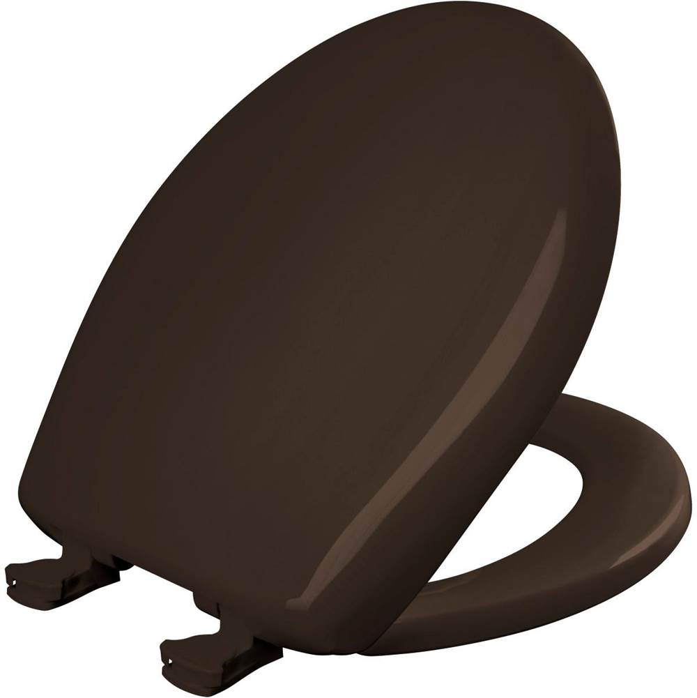 Bemis Round Plastic Toilet Seat with WhisperClose with EasyClean & Change Hinge and STA-TITE in Espresso Brown