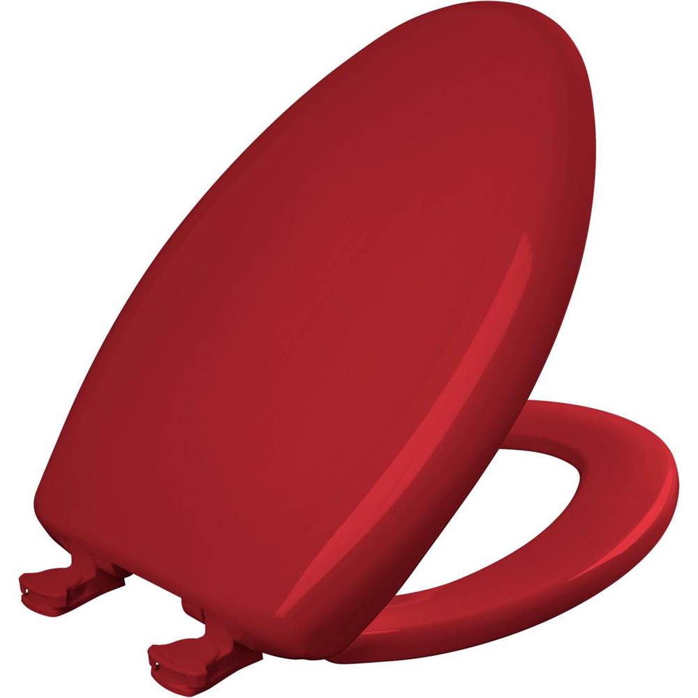 Bemis Elongated Plastic Toilet Seat with WhisperClose with EasyClean & Change Hinge and STA-TITE in Red