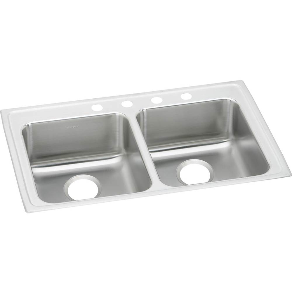 Elkay Lustertone Classic Stainless Steel 33'' x 19-1/2'' x 4'', 5-Hole Equal Double Bowl Drop-in ADA Sink