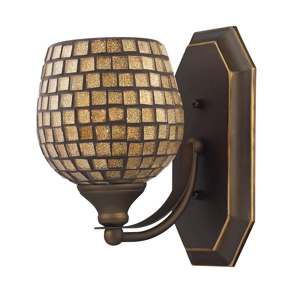 Elk Lighting Mix-N-Match Vanity 1-Light Wall Lamp in Aged Bronze With Gold Leaf Glass
