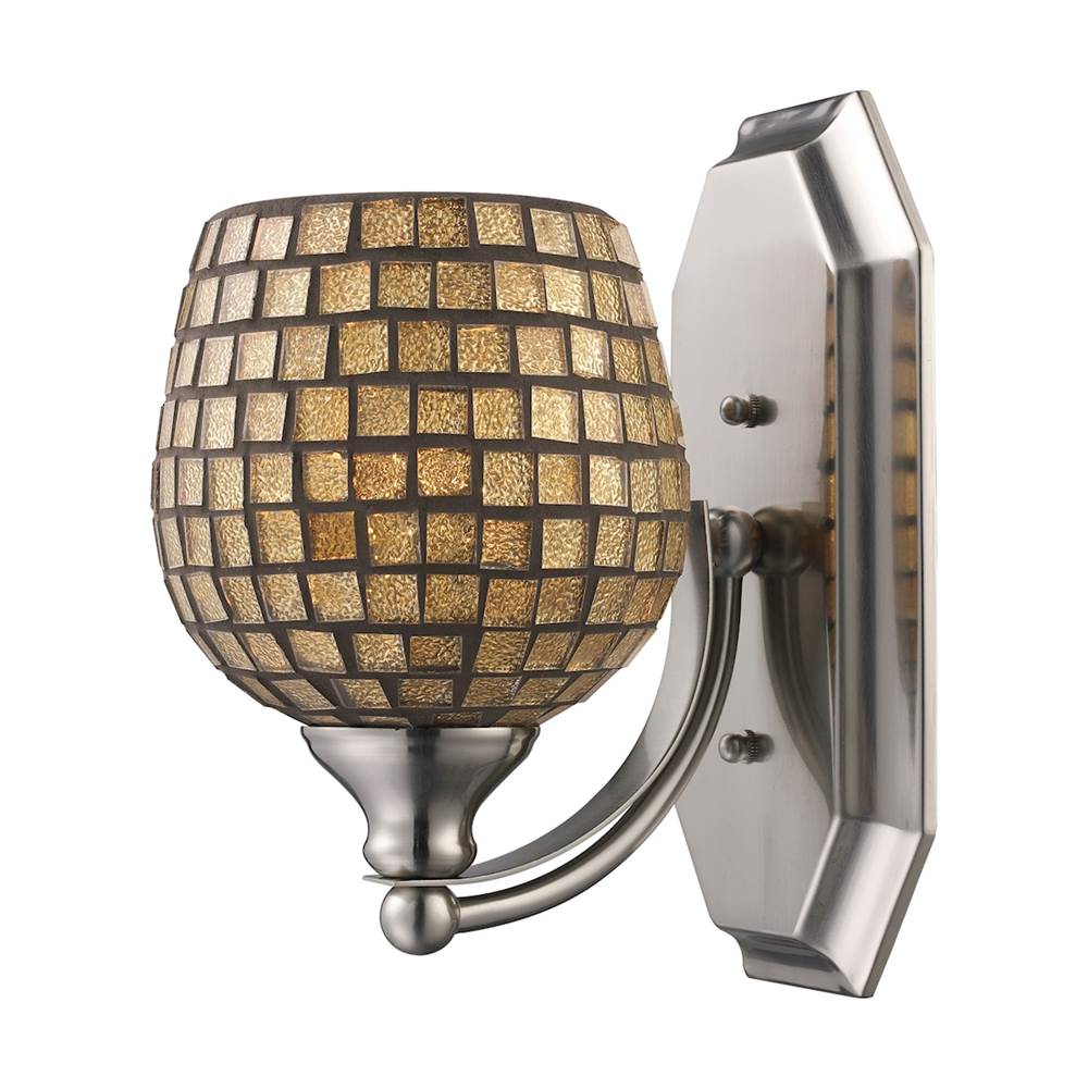 Elk Lighting Mix and Match Vanity 1-Light Wall Lamp in Chrome With Gold Leaf Glass
