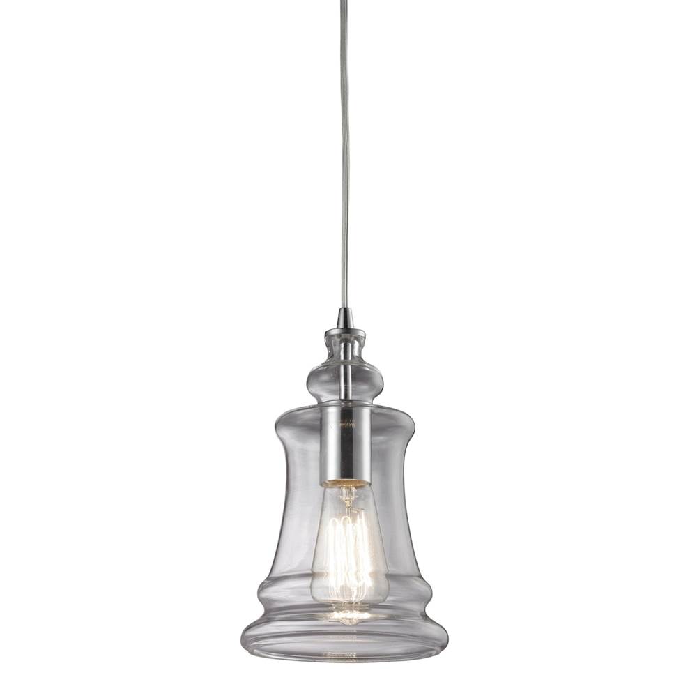 Elk Lighting Menlow Park 1-Light Mini Pendant in Polished Chrome With Smoked Glass