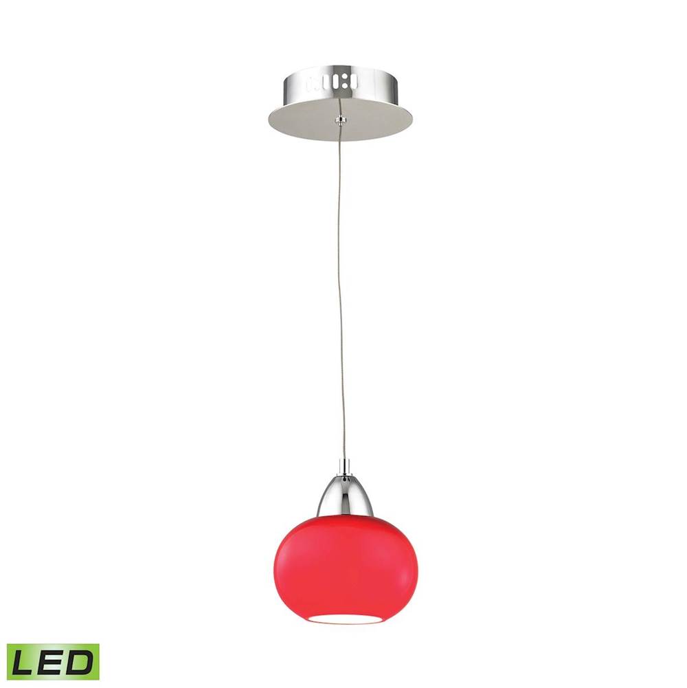 Elk Lighting Ciotola Single LED Pendant Complete With Red Glass Shade and Holder