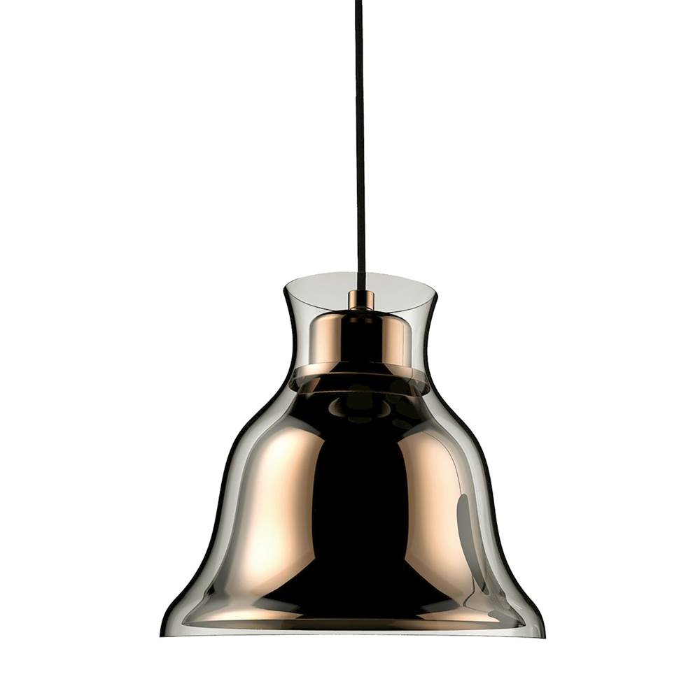 Elk Lighting Bolero 1-Light Mini Pendant in Gold With Bell-Shaped Glass and Interior Metal Shade
