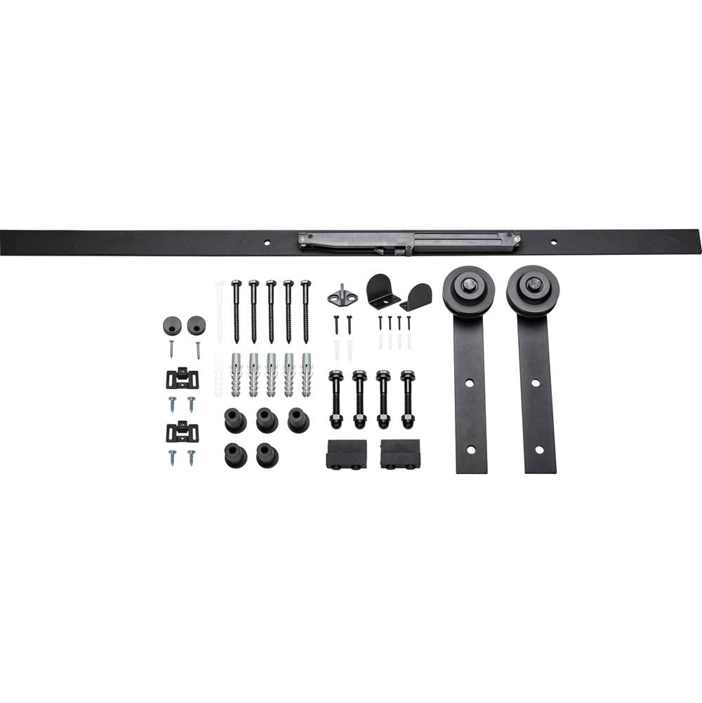Hardware Resources Barn Door Hardware Kit Traditional Strap with Soft-close Matte Black 6 ft Length - Retail Packaged