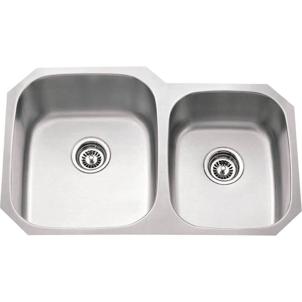 Hardware Resources 32'' L x 20-5/8'' W x 9'' D Undermount 18 Gauge Stainless Steel 60/40 Double Bowl Sink