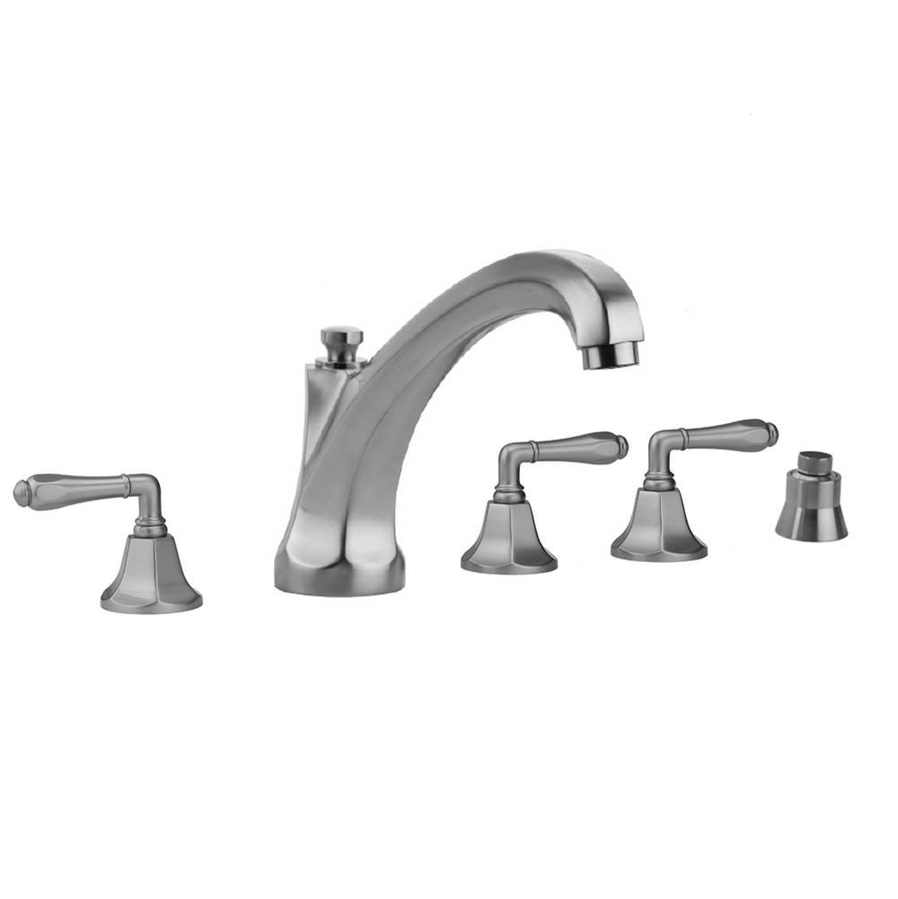 Jaclo Astor Roman Tub Set with High Spout and Smooth Lever Handles and Straight Handshower Mount