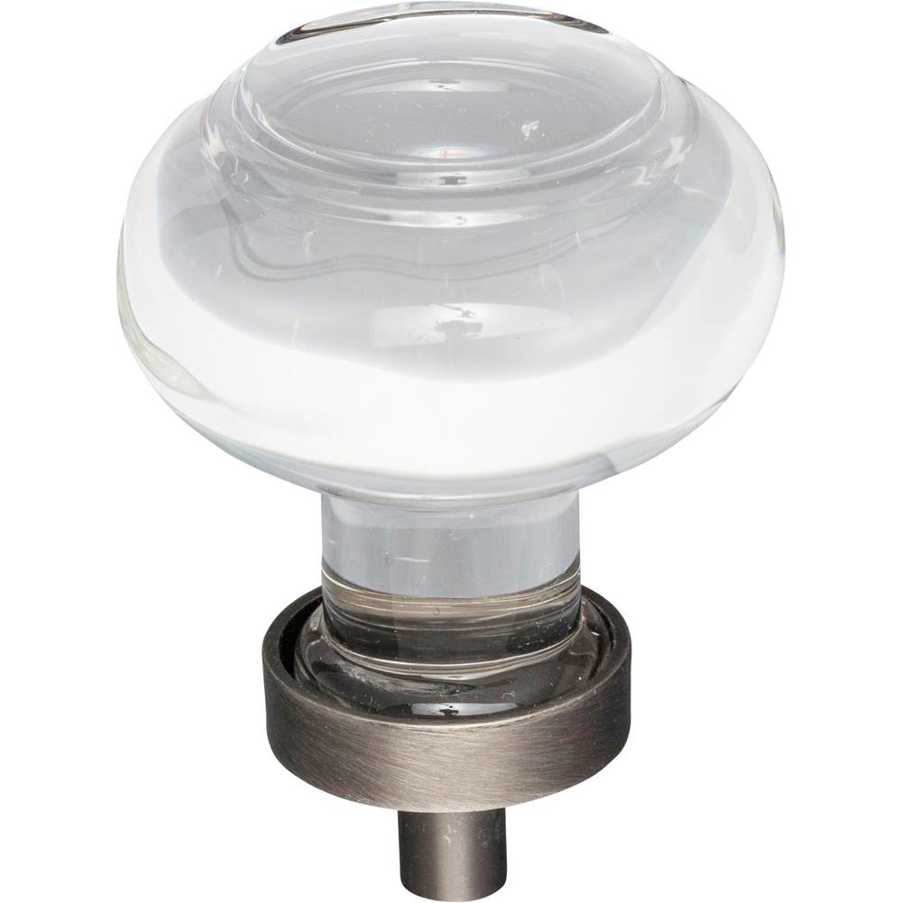 Jeffrey Alexander 1-7/16'' Diameter Brushed Pewter Button Glass Harlow Cabinet Knob