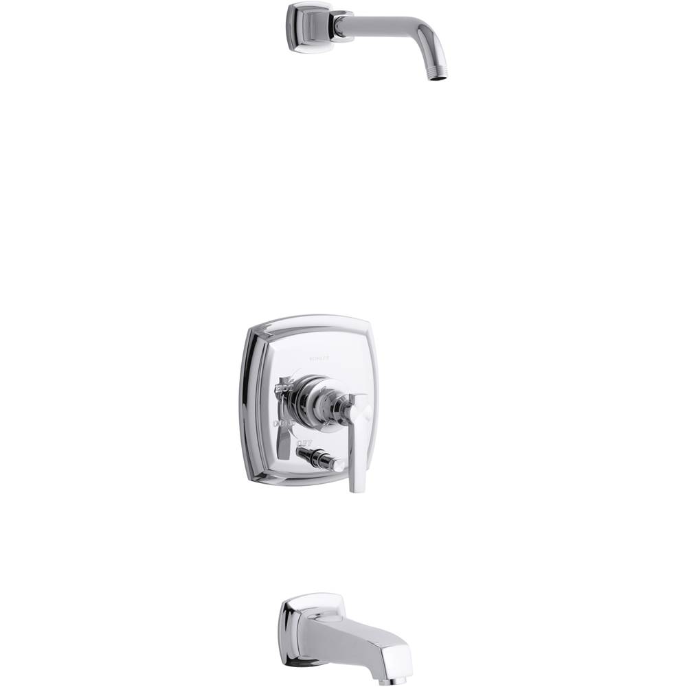Kohler Margaux® Rite-Temp(R) bath and shower trim set with push-button diverter and lever handle, less showerhead