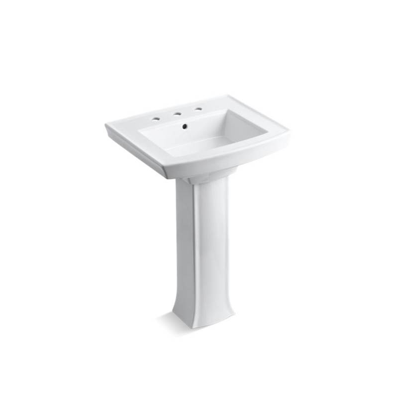 Kohler Archer® Pedestal bathroom sink with 8'' widespread faucet holes