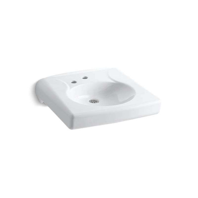 Kohler Brenham™ Wall-mounted or concealed carrier arm mounted commercial bathroom sink with single faucet hole, no overflow and left-hand soap dispenser hole