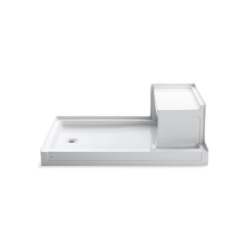 Kohler Tresham® 60'' x 36'' single threshold left-hand drain shower base with integral right-hand seat