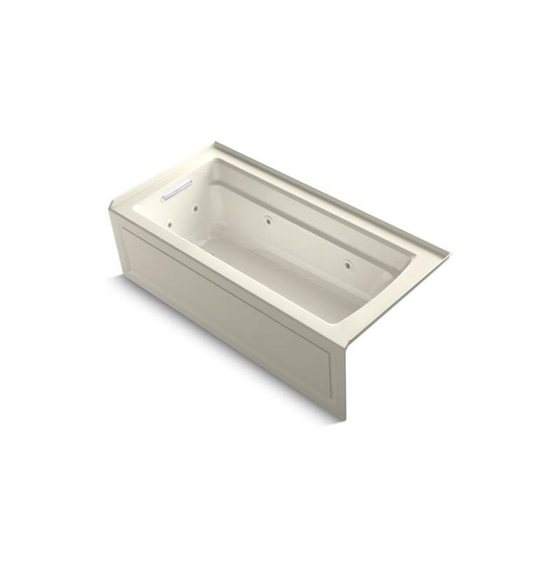 Kohler Archer® 66'' x 32'' integral apron whirlpool bath with Bask® heated surface, integral flange, and left-hand drain