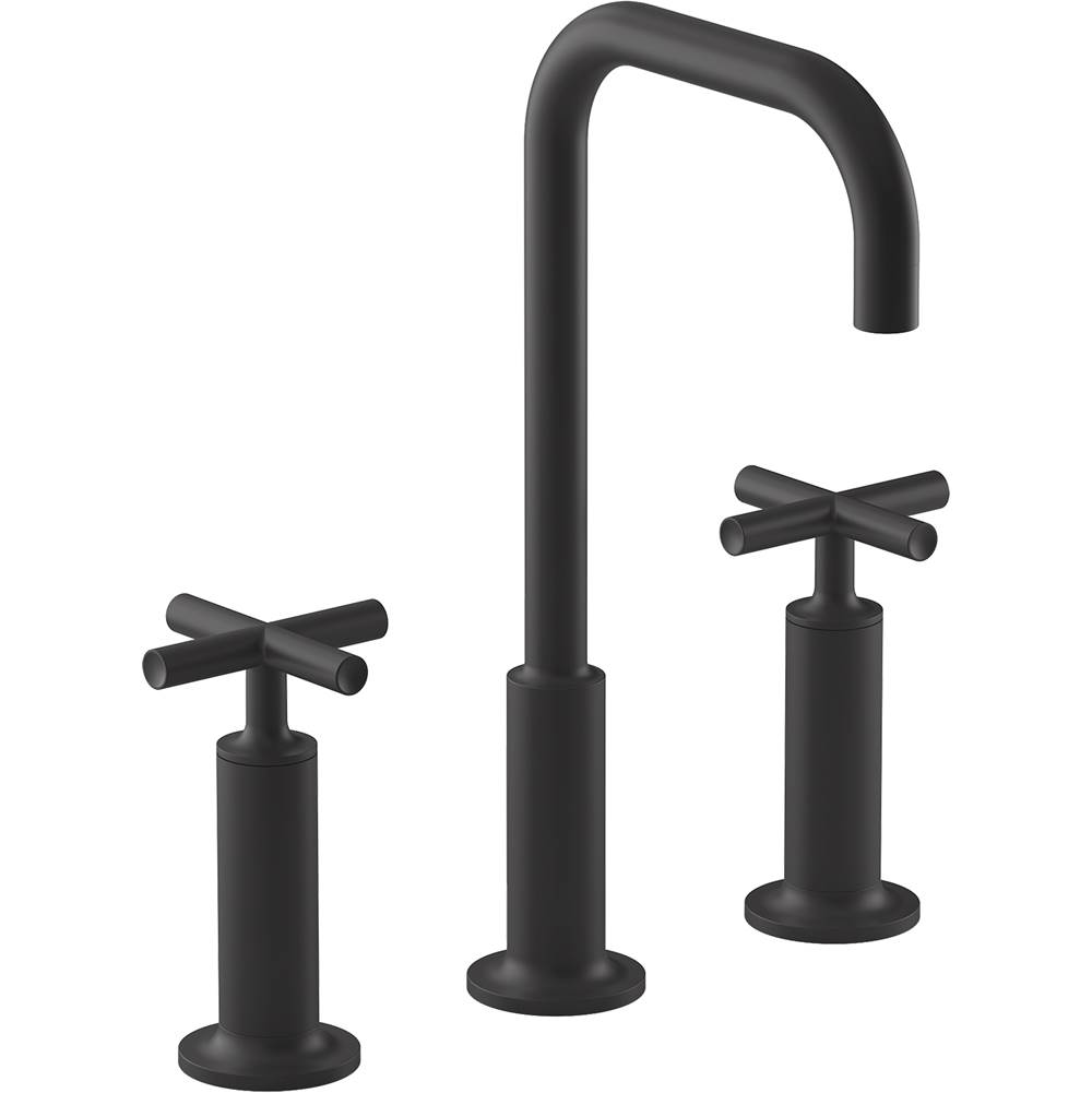 Kohler Purist Widespread Bathroom Sink Faucet With High Cross Handles And High Gooseneck Spout