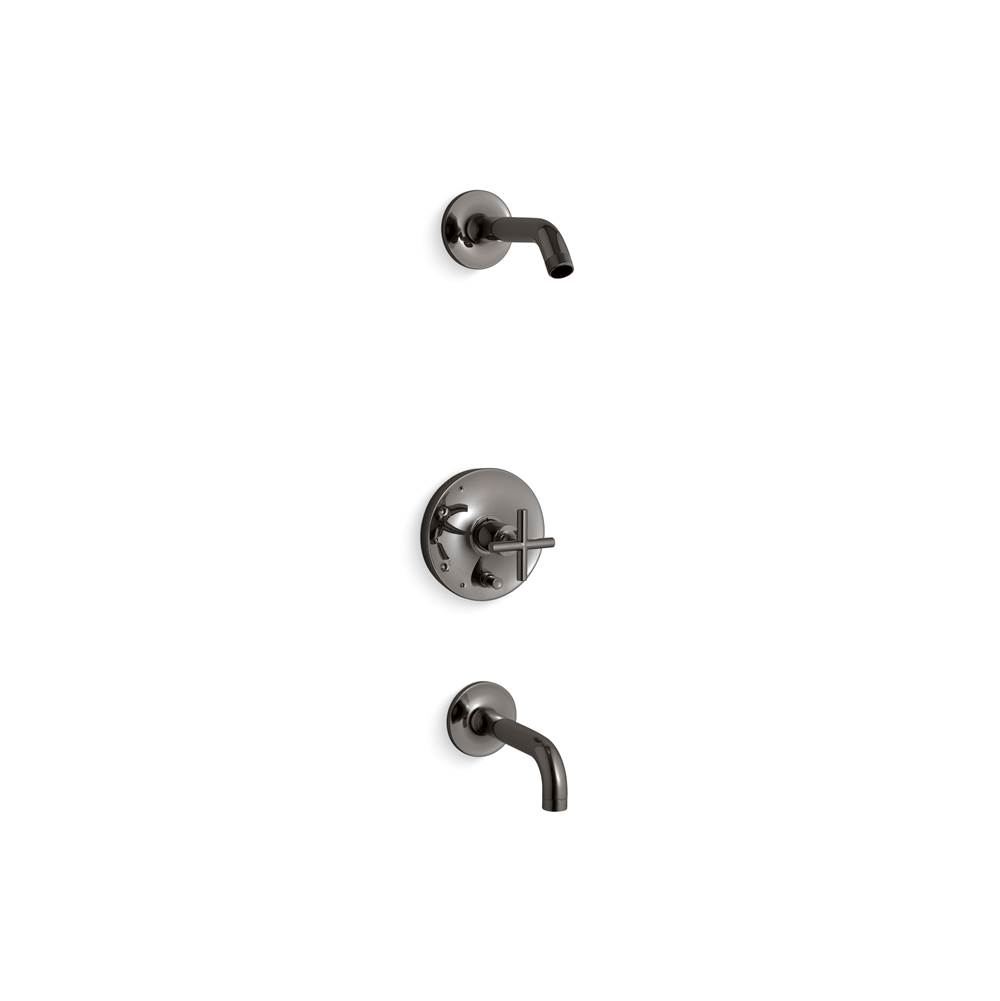 Kohler Purist Rite-Temp Bath And Shower Trim Kit With Push-Button Diverter And Cross Handle Without Showerhead
