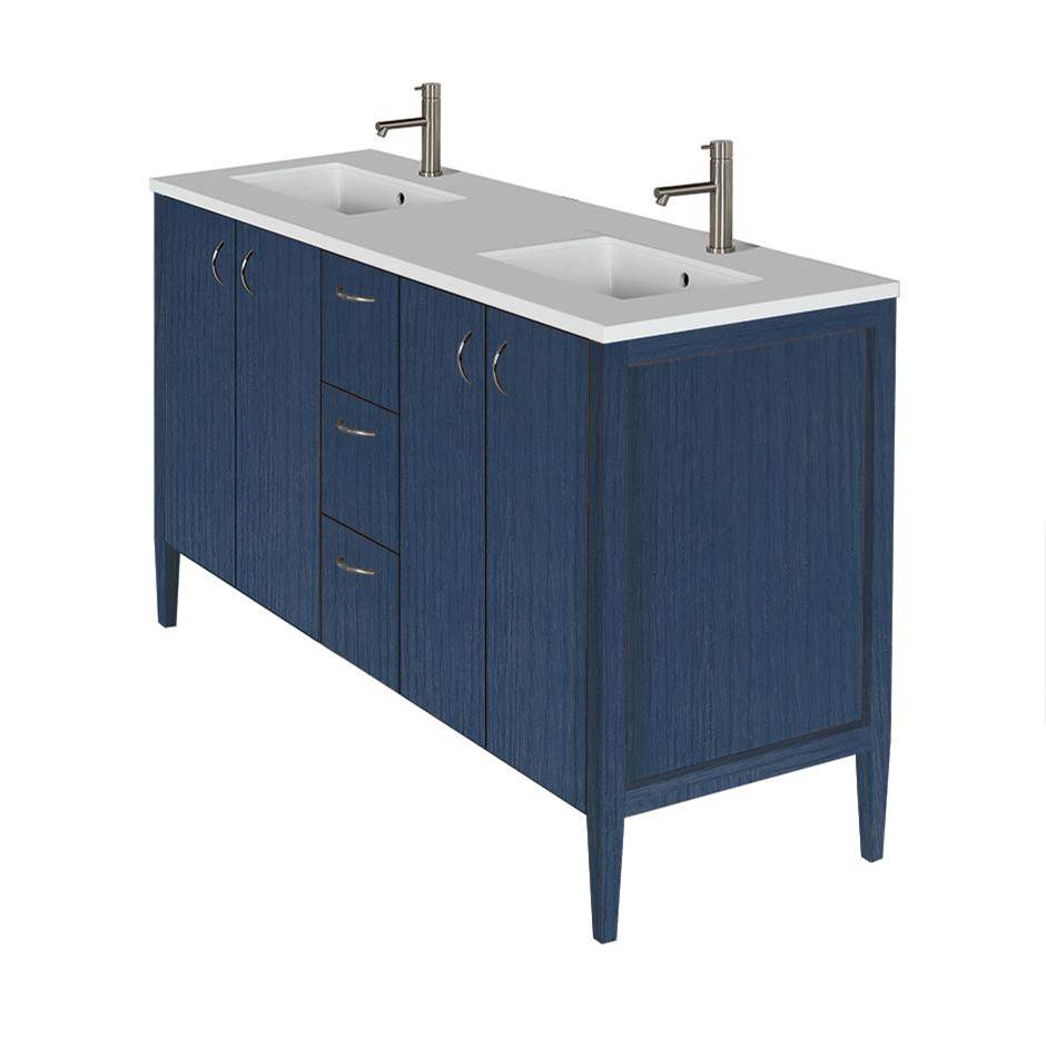 Lacava Counter top for double  vanity LRS-F-60A with cut -outs for Bathroom Sink 5062UN. W: 60'', D: 21'', H: 3/4''.
