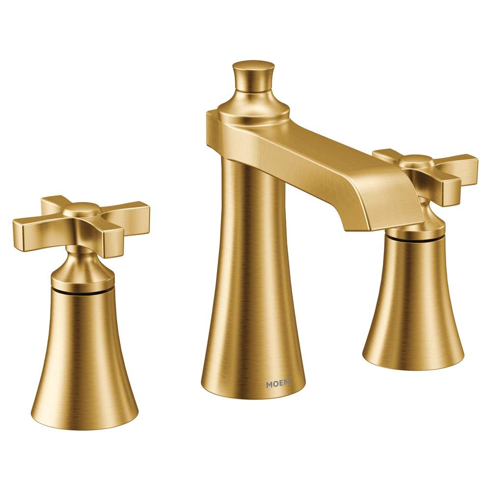 Moen Flara 8 in. Widespread 2-Handle High-Arc Bathroom Faucet Trim Kit in Brushed Gold (Valve Sold Separately)