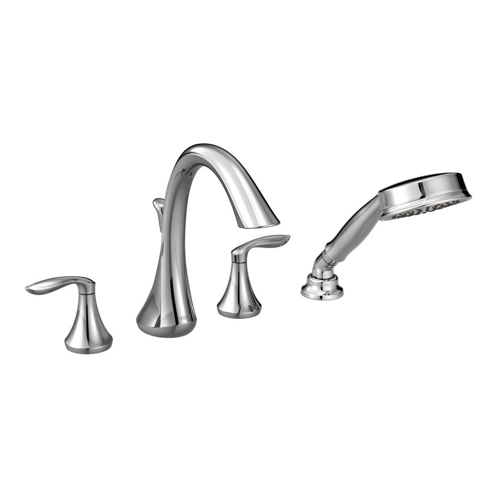Moen Eva 2-Handle Deck-Mount Roman Tub Faucet Trim Kit with Handshower in Chrome (Valve Sold Separately)