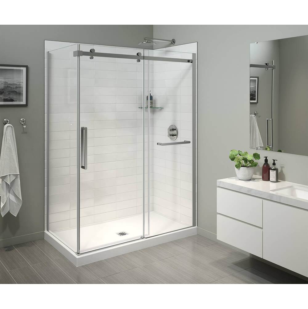Maax Halo Pro 60 x 36 x 78 3/4 in. 8mm Sliding Shower Door with Towel Bar for Corner Installation with Clear glass in Chrome