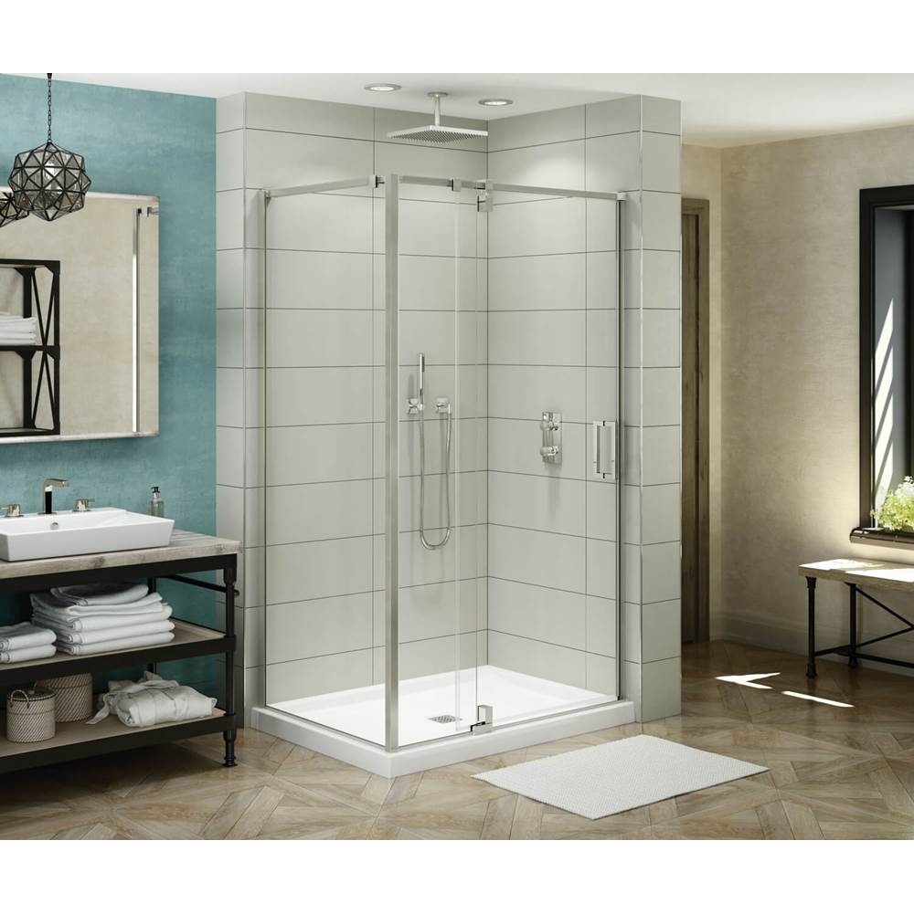 Maax ModulR 48 x 32 x 78 in. 8mm Pivot Shower Door for Corner Installation with Clear glass in Brushed Nickel