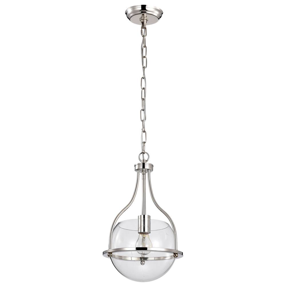 Nuvo Amado 1 Light Pendant; 10 Inches; Polished Nickel Finish; Clear Glass