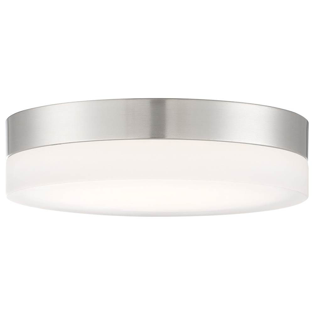 Nuvo Pi; 9 Inch LED Flush Mount; Brushed Nickel Finish; Frosted Etched Glass; CCT Selectable; 120 Volts