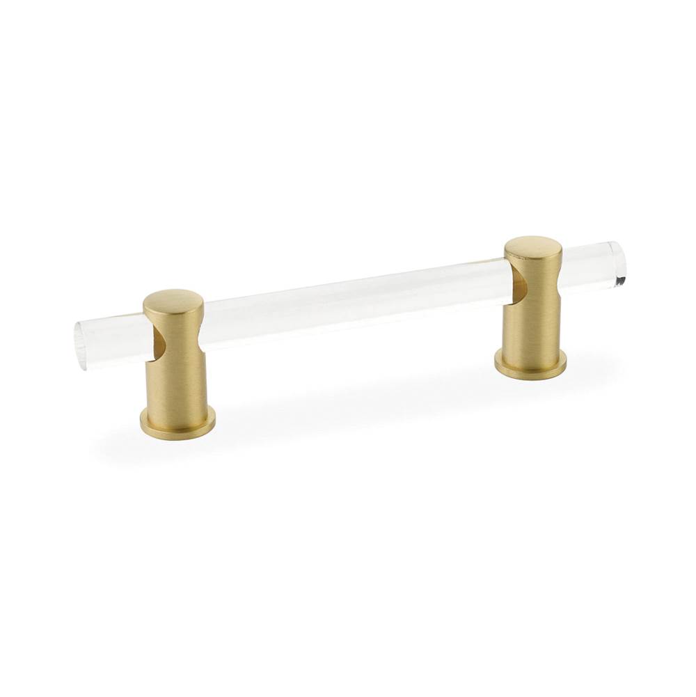 Schaub And Company Pull, Adjustable clear acrylic, Satin Brass, 4'' cc