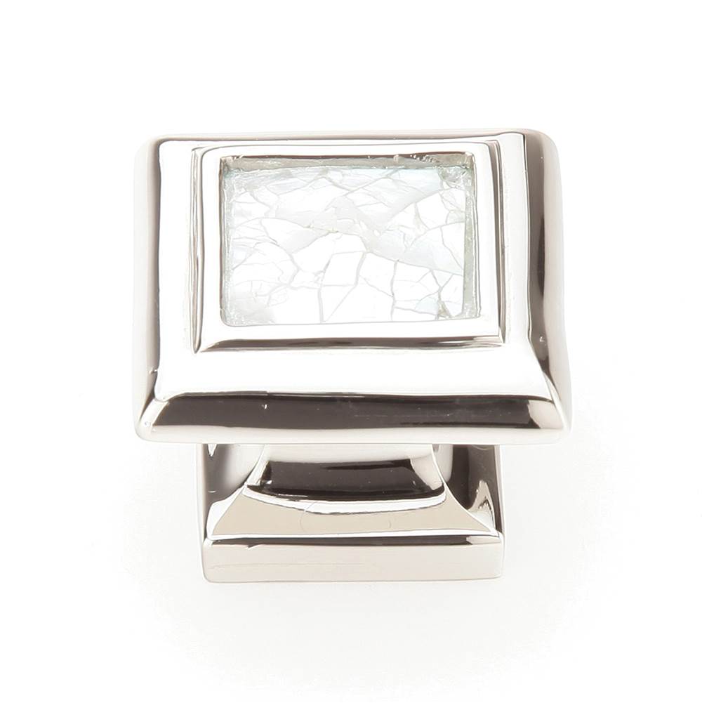 Schaub And Company Knob, Square, Mother of Pearl, Polished Nickel, 1-3/8'' dia