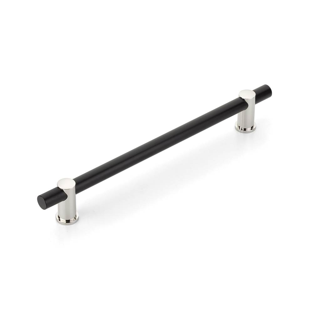 Schaub And Company Concealed Surface, Appliance Pull, NON-Adjustable, Matte Black bar/Polished Nickel stems, 12'' cc
