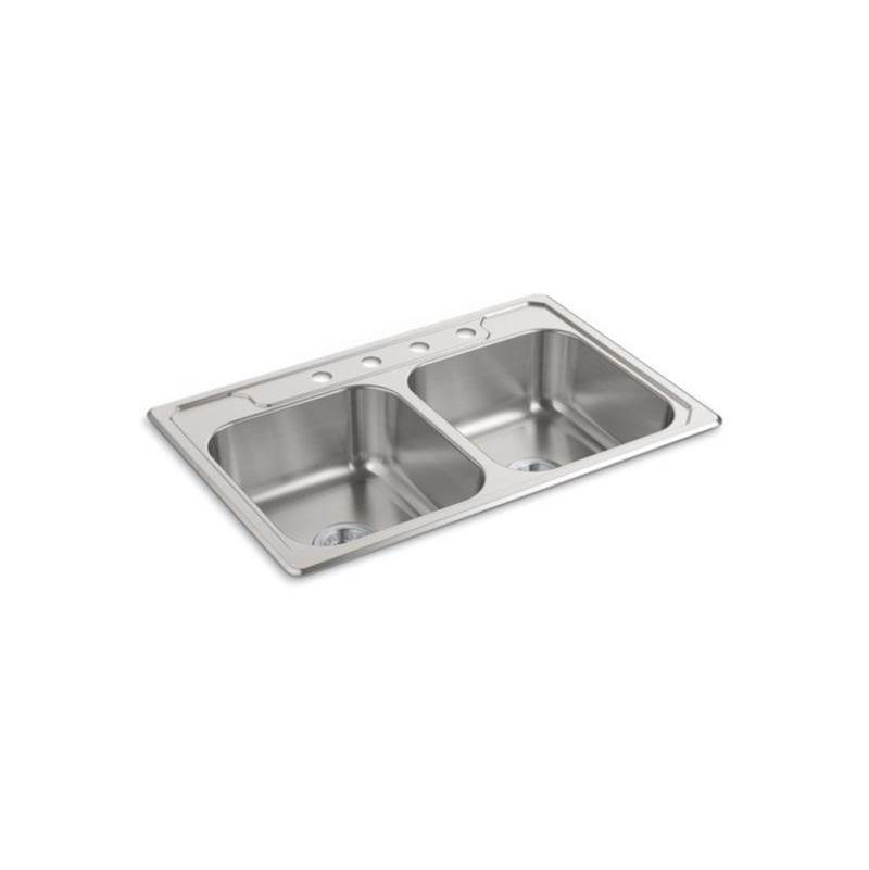 Sterling Plumbing Middleton® Top-Mount Double-Equal Kitchen Sink, 33'' x 22'' x 7''
