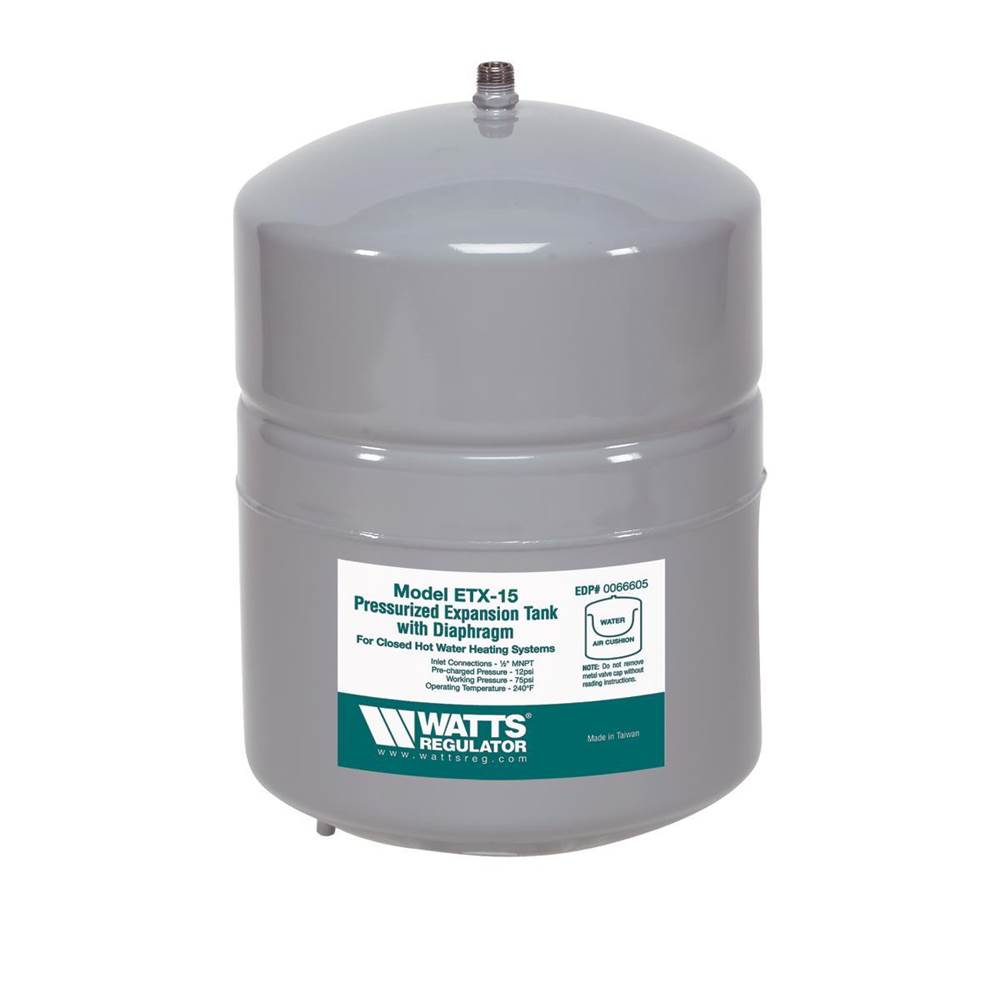 Watts Non-Potable Water Expansion Tank, 1/2 In MNPT Connection, Tank Volume 2.1 Gallons, Mounts To Supply Piping
