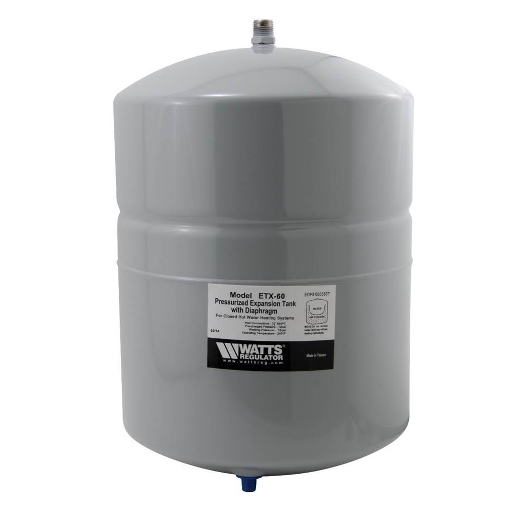 Watts Non-Potable Water Expansion Tank, 1/2 In MNPT Connection, Tank Volume 6.0 Gallons, Mounts To Supply Piping