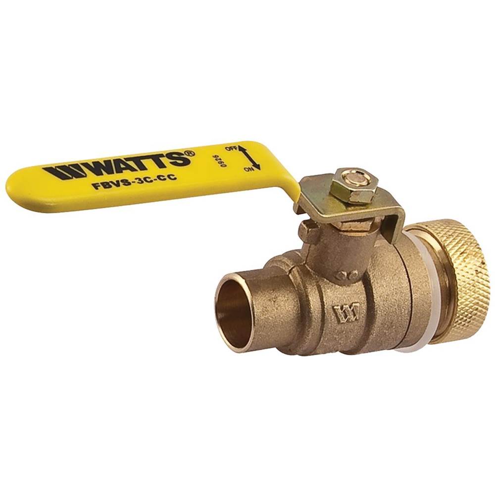 Watts 3/4 In Lead Free 2-Piece Full Port Ball Valve, Cap and Chain, with Solder End Connections