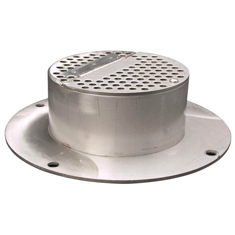 Watts Downspout Cover, Stainless Steel, Securing Flange, Secured Perforated Hinged Strainer, For 12 Inch Pipe