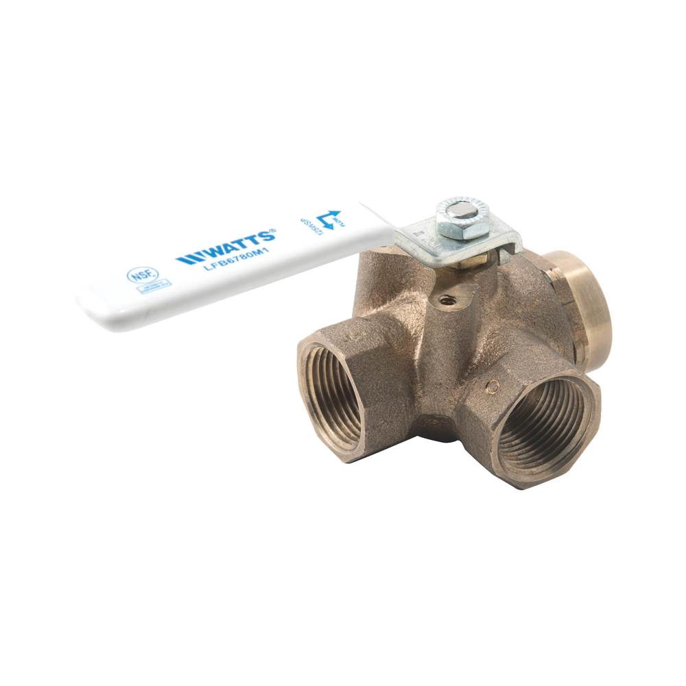 Watts 1 In Lead Free 2-Piece Full Port Diverter Ball Valve, Npt End Connections